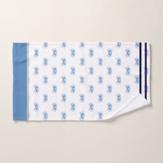 Monogram blauwe Waterverf krab nautische kust Bad Handdoek (Handdoek)