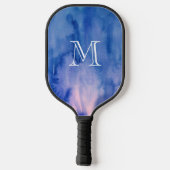 Monogram Blauwe Waterverf Structuur Abstract schil Pickleball Paddle (Achterkant)