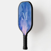 Monogram Blauwe Waterverf Structuur Abstract schil Pickleball Paddle (Links)