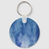Monogram Blauwe Waterverf Structuur Abstract schil Sleutelhanger (Achterkant)
