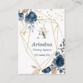 Monogram blauwe waterverf van de marinescheepvaart visitekaartje (Voorkant)