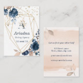 Monogram blauwe waterverf van de marinescheepvaart visitekaartje (Voorkant / Achterkant)