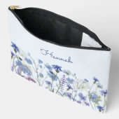 Monogram Blauwe Waterverf Wildflower Bloemen Etui (Open)