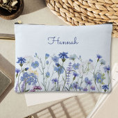 Monogram Blauwe Waterverf Wildflower Bloemen Etui