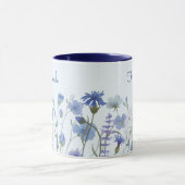 Monogram Blauwe Waterverf Wildflower Meadow Mok (Midden)