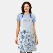 Monogram Blauwe Waterverf Wildflower Meadow Schort (Gedragen)