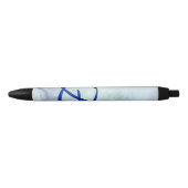 Monogram blauwe Waterverf Zwarte Inkt Pen (Voorkant)