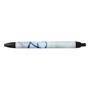 Monogram blauwe Waterverf Zwarte Inkt Pen