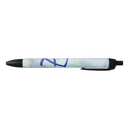 Monogram blauwe Waterverf Zwarte Inkt Pen (Bodem)