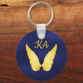Monogram blauwgoudengelvleugels sleutelhanger (Voorkant)