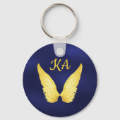 Monogram blauwgoudengelvleugels sleutelhanger (Achterkant)