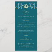 Monogram Blauwgroen Aqua Turquoise Elegant Trouwme Menu (Voorkant)
