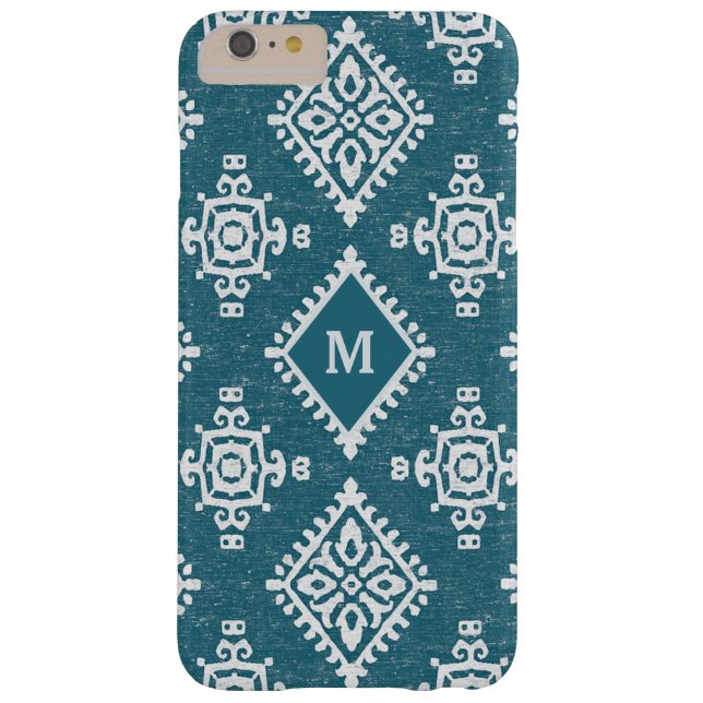 Monogram | Blauwgroen blauw Amadora-patroon Case-Mate iPhone Case (Achterkant)