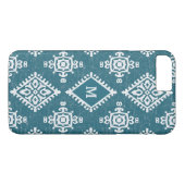 Monogram | Blauwgroen blauw Amadora-patroon Case-Mate iPhone Case (Achterkant (Horizontaal))