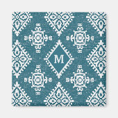 Monogram | Blauwgroen blauw Amadora-patroon Magneet (Voorkant)