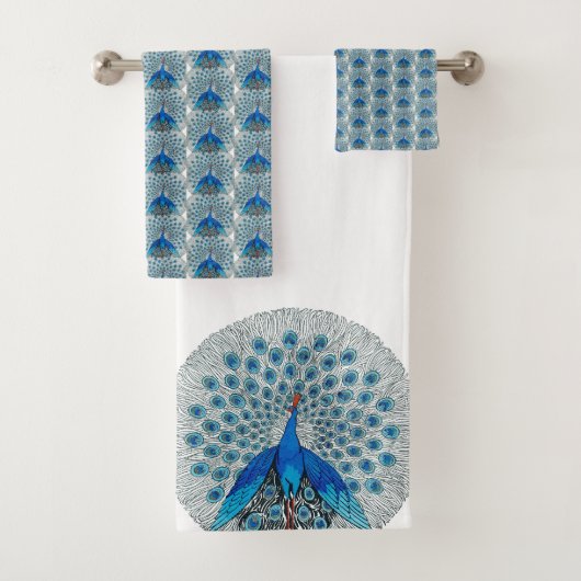 Monogram Blauwgroen Blauw en Witte Monogram Bat Bad Handdoek (Insitu)