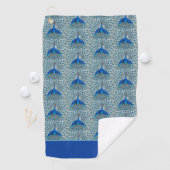 Monogram Blauwgroen Blauw en Witte Monogram Bat Golfhanddoek (Insitu)