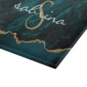 Monogram Blauwgroen Blauw Goud Geode Snijplank (Hoek)