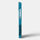 Monogram blauwgroen blauw hout Case-Mate iPhone case (Achterkant / Links)