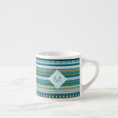 Monogram Blauwgroen Blauw Patroon Espresso Mok (Rechts)