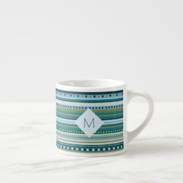 Monogram Blauwgroen Blauw Patroon Espresso Mok