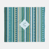 Monogram Blauwgroen blauw patroonblikvanger Fleece Deken (Voorkant (Horizontaal))