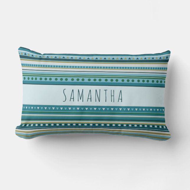 Monogram Blauwgroen blauw patroonpatroon Kussen (Voorkant)