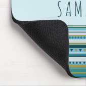 Monogram Blauwgroen Blauw Stripes Patroon Mousepad Muismat (Hoek)