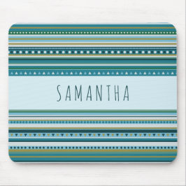 Monogram Blauwgroen Blauw Stripes Patroon Mousepad Muismat