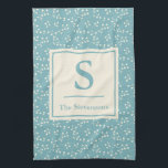 Monogram Blauwgroen Blauwe Floral Modern Theedoek<br><div class="desc">Moderne Blauwgroen keukenhanddoek voor monogram in de Blauwe Floral</div>