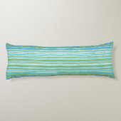 Monogram blauwgroen, Blauwe, Groene, en Witte Stri Lichaamskussen (Achterkant)
