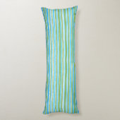 Monogram blauwgroen, Blauwe, Groene, en Witte Stri Lichaamskussen (Achterkant (Verticaal))