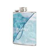 Monogram Blauwgroen blauwe marmer Heupfles (Links)