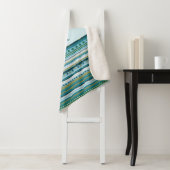 Monogram Blauwgroen Blauwe Stripes Sherpa Blanket Sherpa Deken (In situ)