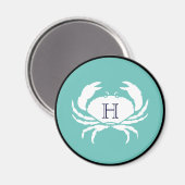 Monogram Blauwgroen Blauwe Zeemacht Blauwe Krab Na Magneet (Voorkant / Achterkant)