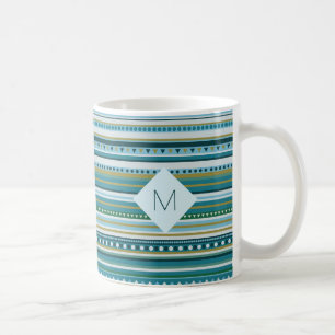 Monogram Blauwgroen blauwpatroonpatroon Mok