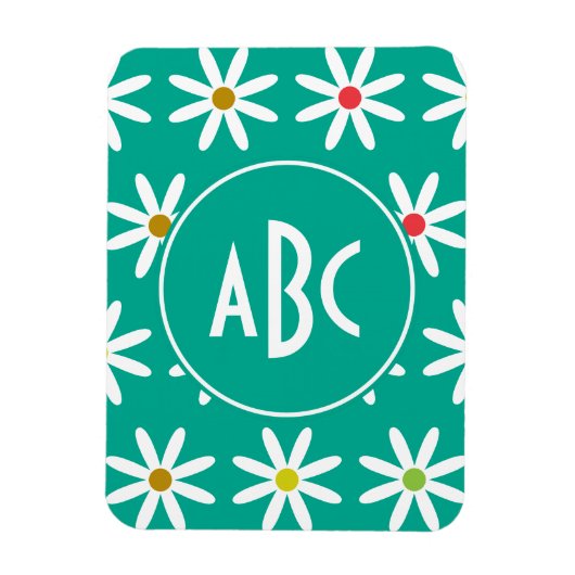 Monogram blauwgroen Daisy Stippen Magneet (Verticaal)