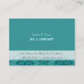 Monogram, blauwgroen damast mollig kaart visitekaartje (Achterkant)