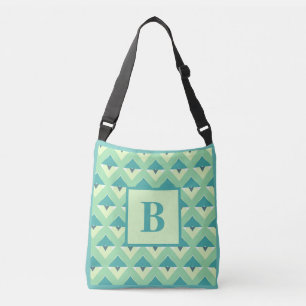 Monogram blauwgroen en blauw Geometrisch Patroon Crossbody Tas