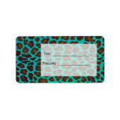 Monogram Blauwgroen en bruine luipaard Etiket (Voorkant)