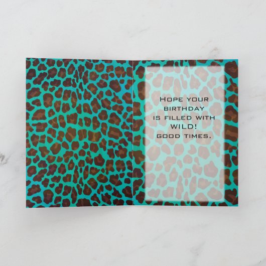 Monogram Blauwgroen en bruine luipaard Kaart (Binnen)