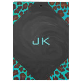 Monogram Blauwgroen en bruine luipaard Klembord (Achterkant)