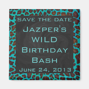 Monogram Blauwgroen en bruine luipaard Magneet