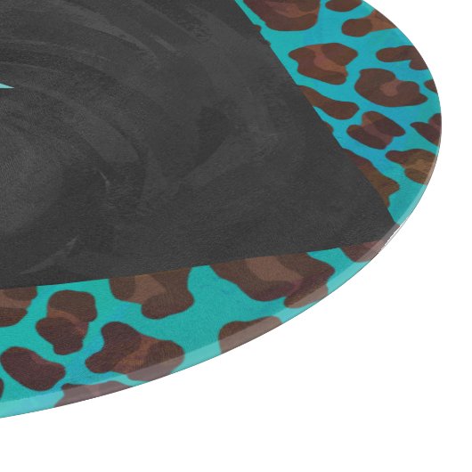 Monogram Blauwgroen en bruine luipaard Snijplank (Hoek)