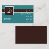 Monogram Blauwgroen en chocolade Visitekaartjes (Voorkant / Achterkant)