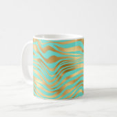 Monogram Blauwgroen en Gold Animal Print Koffiemok (Voorkant links)