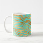 Monogram Blauwgroen en Gold Animal Print Koffiemok (Links)