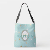 Monogram Blauwgroen en gouden Canvas tas (Achterkant)