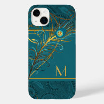 Monogram Blauwgroen en gouden Peacock Theme