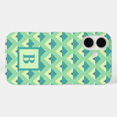 Monogram blauwgroen en groen Geometrisch Patroon Case-Mate iPhone Case (Achterkant (horizontaal))